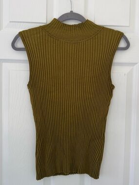 Ophelia Roe Sleeveless Ribbed Mock Neck Top - Olive
